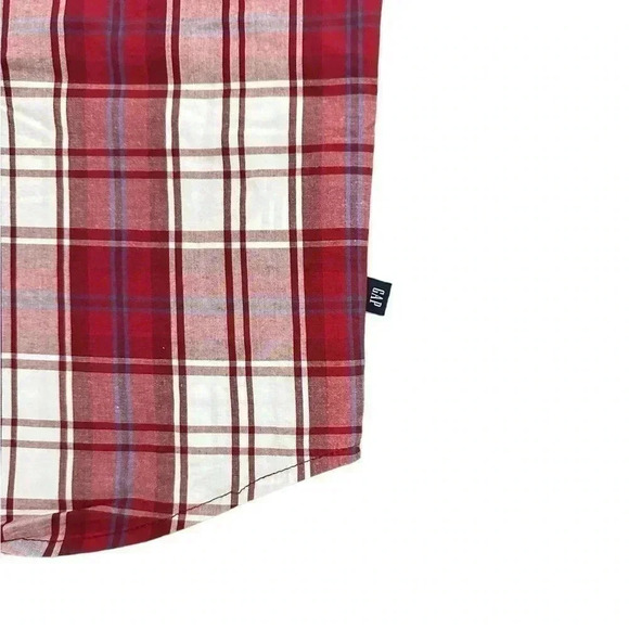 Gap Shirt Men's Large Blue Plaid Button Up Short Sleeve Cotton - Picture 5 of 7